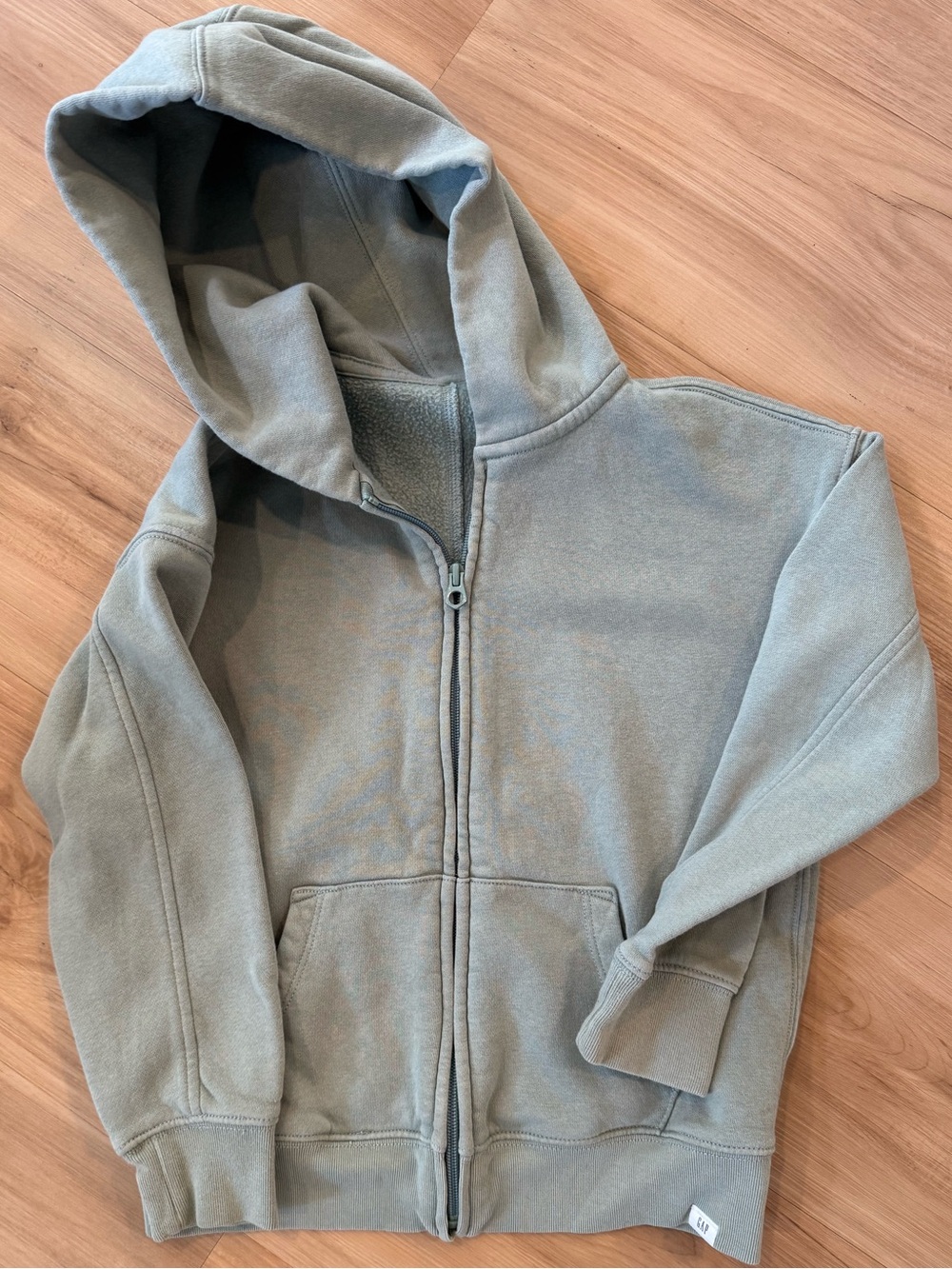 GAP Kids Hooded Zip Sweatshirt in Sage Green